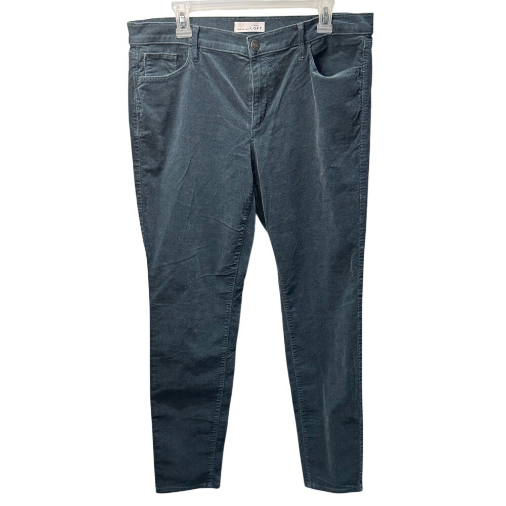 Ann Taylor Loft Modern Skinny Corduroy Pants Teal Blue Size 14 32W